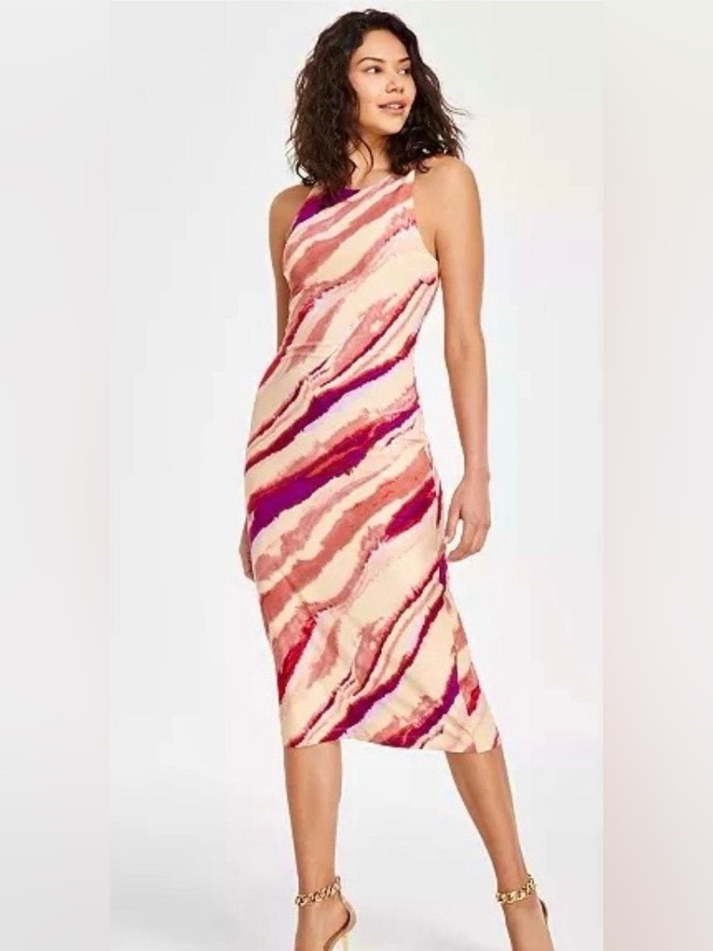 NWT Medium RACHEL Rachel Roy tank Midi Dress in Pink & Fuchsia